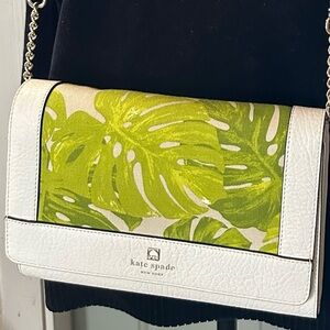 Kate Spade White and Green Leather Crossbody Bag